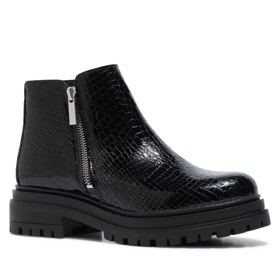Ankle Boots | Carl Scarpa Arletta Black Croc Patent Leather Ankle Boots