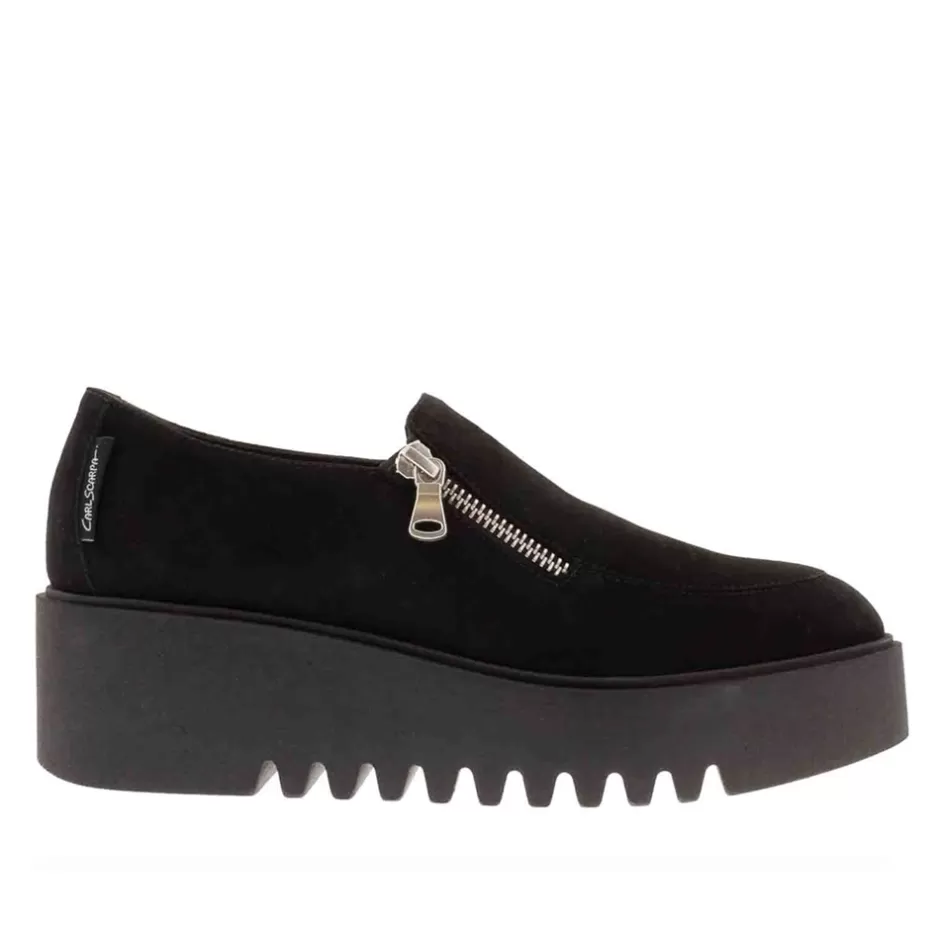 Suede Loafers | Loafers | Carl Scarpa Bronte Leather Zip Up Wedge Loafers