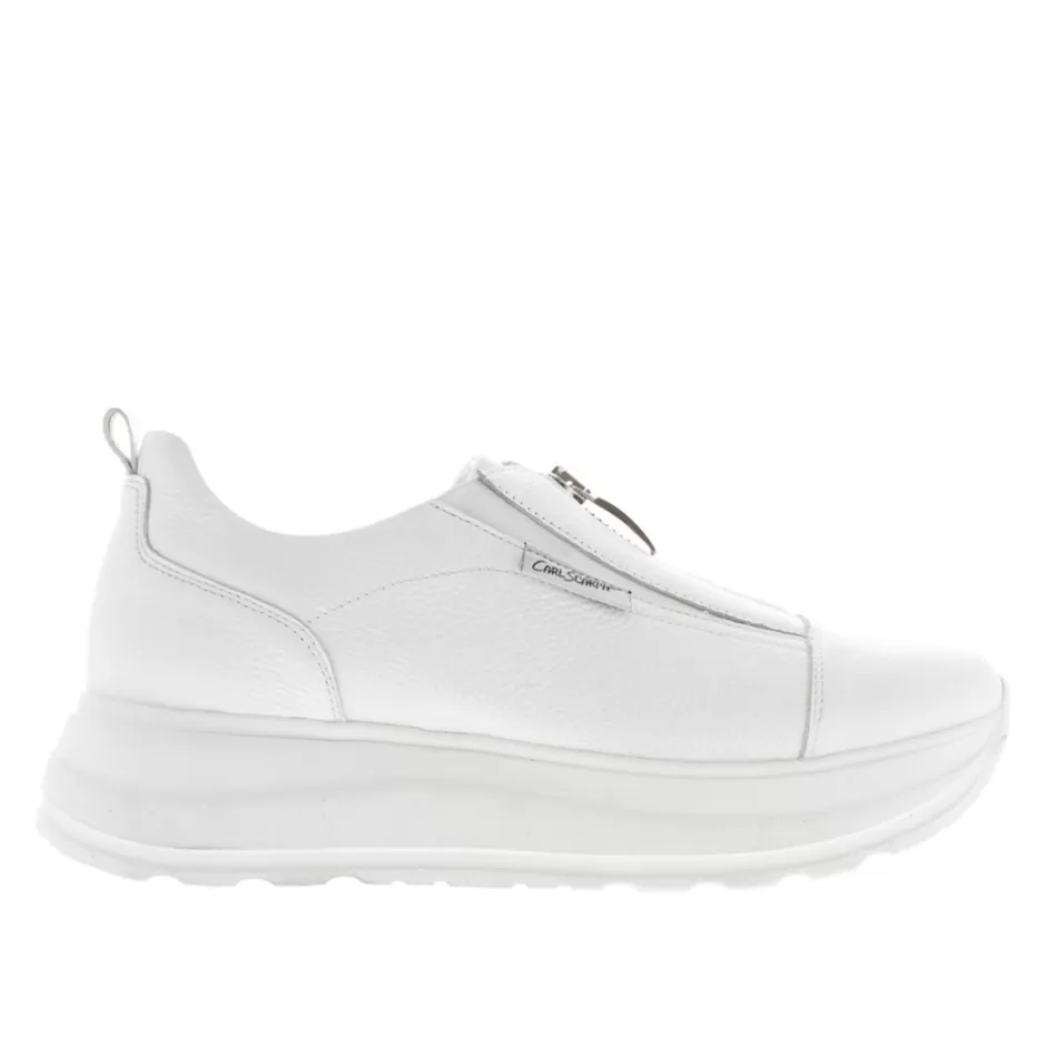 Leather Trainers | Trainers | Carl Scarpa Cestine White Leather Platform Trainers