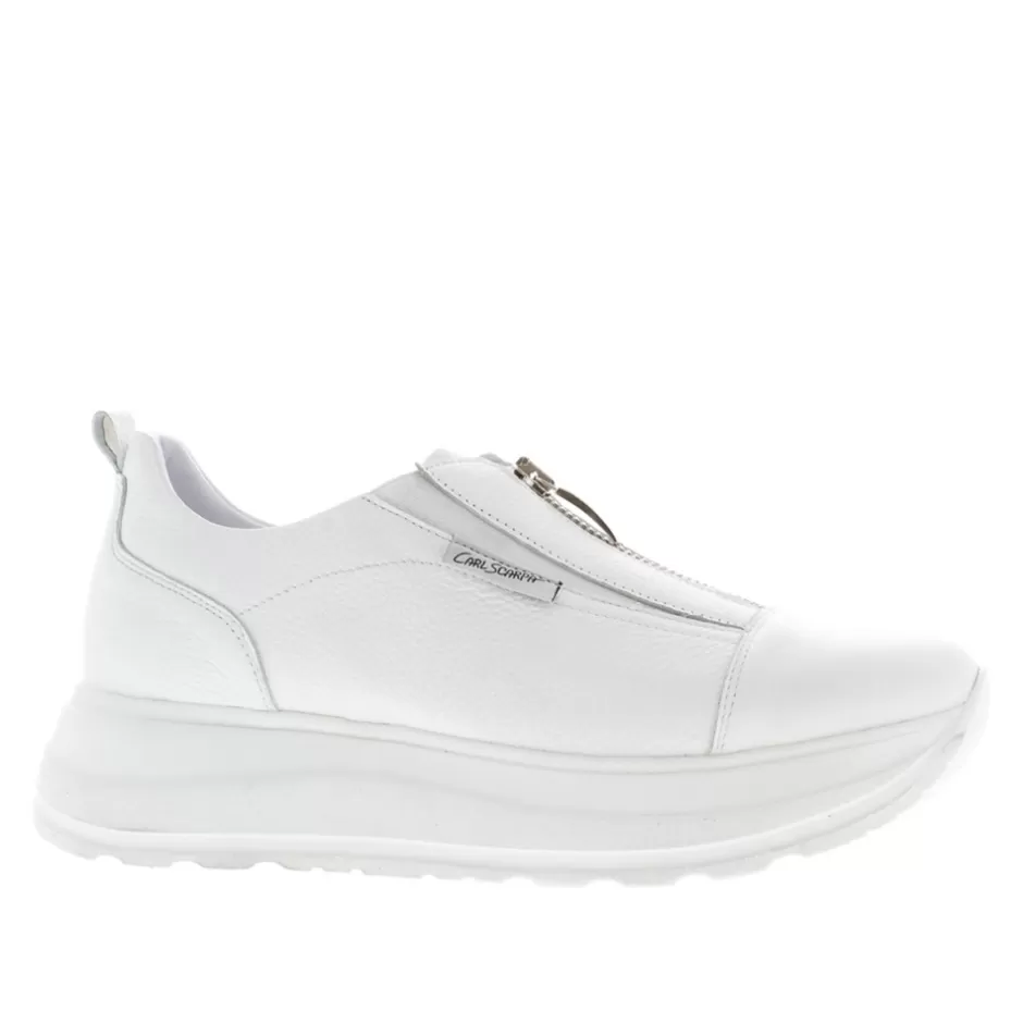 Leather Trainers | Trainers | Carl Scarpa Cestine White Leather Platform Trainers