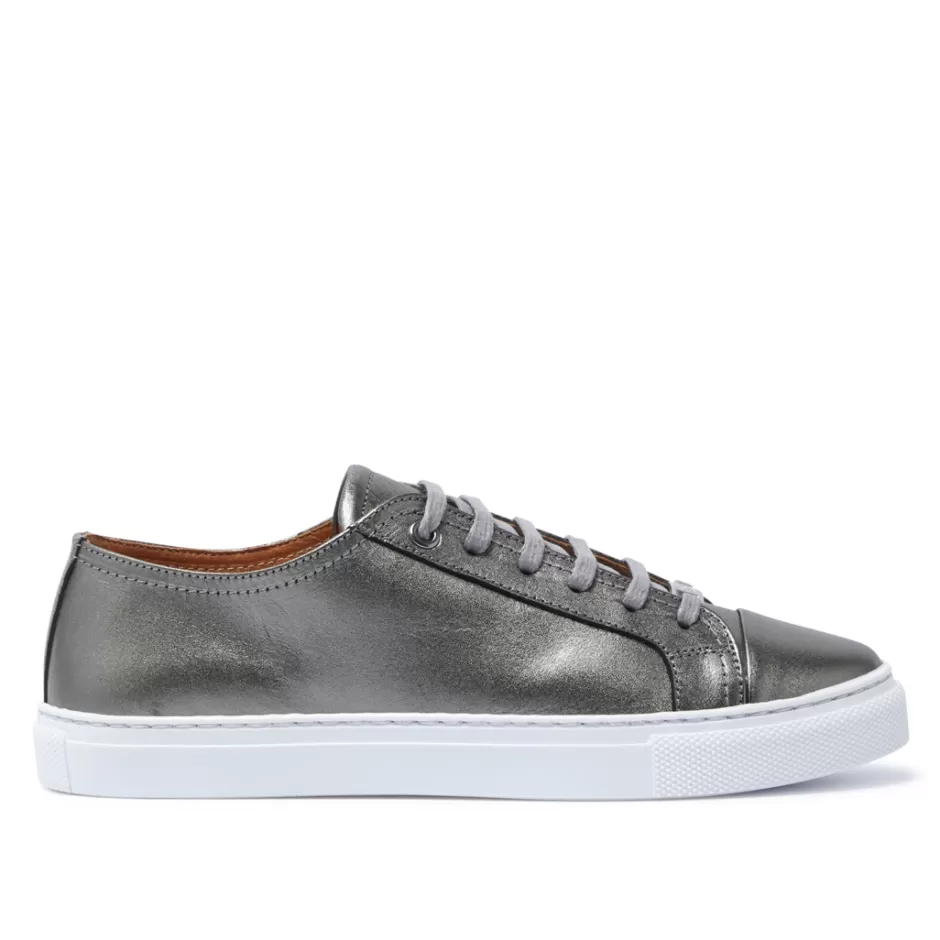Leather Trainers | Trainers | Carl Scarpa Corianne Pewter Leather Trainers