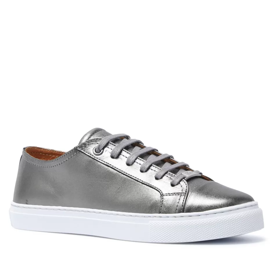 Leather Trainers | Trainers | Carl Scarpa Corianne Pewter Leather Trainers
