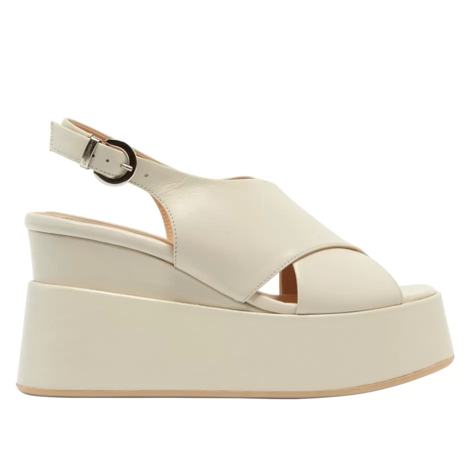 Sandals | Carl Scarpa Glorioso Off White Leather Wedge Platform Sandals