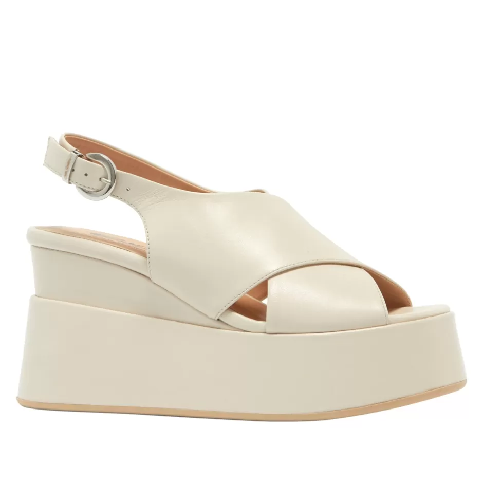 Sandals | Carl Scarpa Glorioso Off White Leather Wedge Platform Sandals