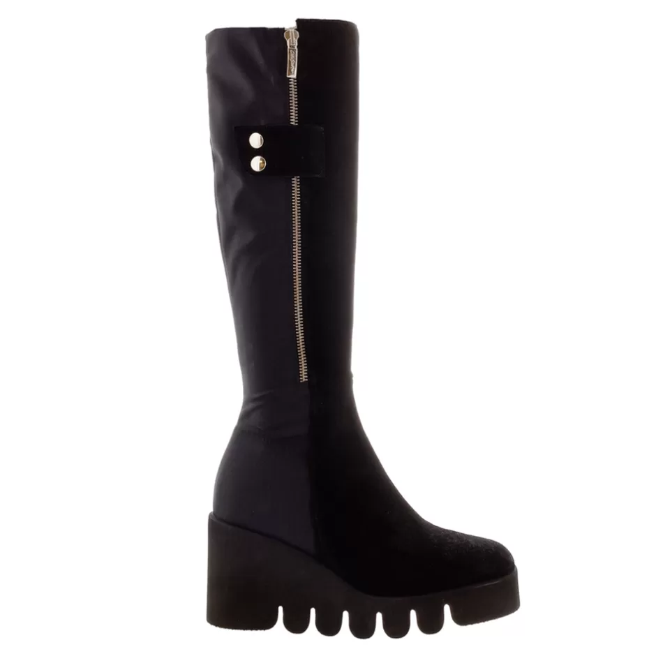Knee High Boots | Carl Scarpa Hail Black Leather Wavesole Knee High Boots