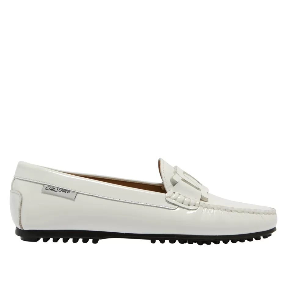 Leather Loafers | Loafers | Carl Scarpa Martedi White Patent Leather Driving Loafers
