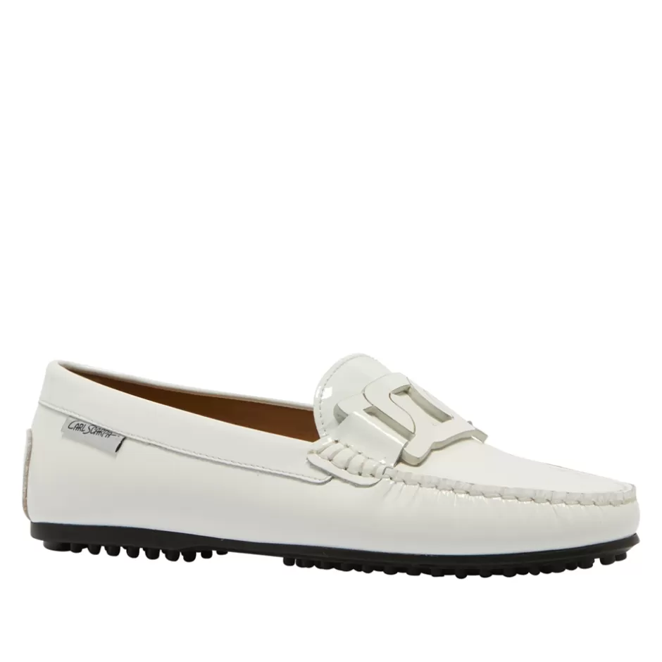 Leather Loafers | Loafers | Carl Scarpa Martedi White Patent Leather Driving Loafers