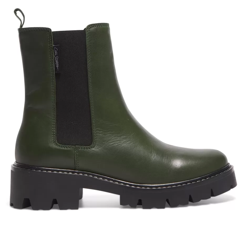 Ankle Boots | Carl Scarpa Solette Green Leather Chelsea Boots